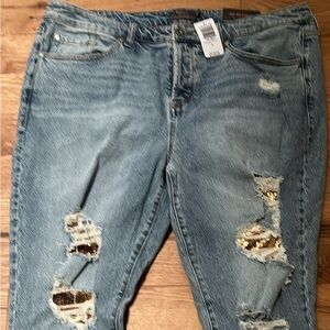 Denim with sequins underlay